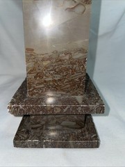 Vintage Modernist Carved Italian Brown Marble Obelisk Art Deco MCM 12.5”