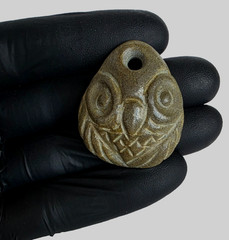 300 BC Ancient Roman Greek Carved Engraved Gemstone Pendant Medallion Amulet Owl
