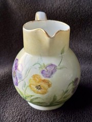 Schmidt S. Catarina Porcelain Pansies Creamer handpainted by Edythe~Brazil