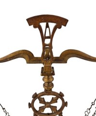 Vtg Solid Brass Cherub Table Decor Balance Justice Scale 50s 60s Mid-century