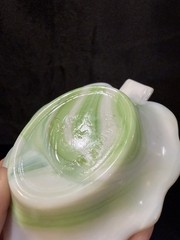 2-AKRO AGATE SLAG GLASS LEAF-SHAPED TRINKET DISHES IN TWO DIFFERENT COLORS