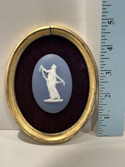 Antique Wedgwood Jasperware Plaque – Classical Lady with Garland, Framed