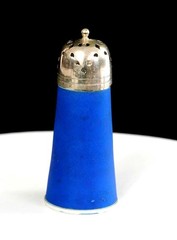 Staffordshire England Cobalt Blue Jasperware 5 1/2″ Sugar Muffineer 1890-1920