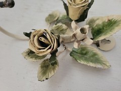 Vintage Italian Tole Flower Rose Wall Hook Toleware Cottagecore Shabby Chic