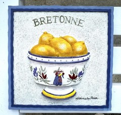 VTG French Kitchen Wall Plaques 3D Relief French Pottery IV Quimper Style Decor