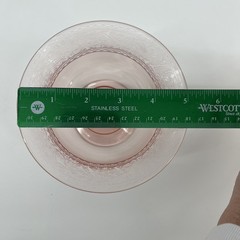 Pink Depression Glass Etching on Rim Pedestal/Footed Compote Candy/Dessert Dish