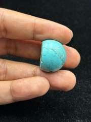 Ancient Near Eastern Sassanid Sasanian Turquoise Intaglio Seal Stamp Dome Bead