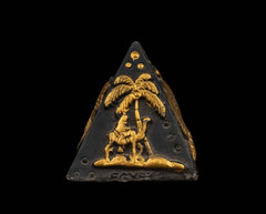 Authentic Ancient Egyptian Gilded Steatite Pyramid Figurine Scarab & Queen BC