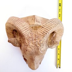 Faux Wood Ram Head Wall Shelves | Lodge Cabin Gothic Decor Aries Gift Set of 2