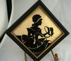 Pair 1940 Reliance Flat Glass Silhouette Gold Silver Foil