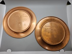2 Vintage Norman Rockwell Copper Plates River Shore Lincoln & Self Portrait