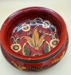 Vintage Norwegian Rosemaling Ale Bowl Ølbolle Hand-Painted Folk Art 8”