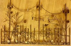 Vintage Copper Bicycle Park Wall Art