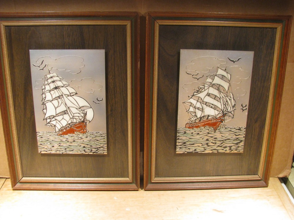 MID CENTURY MODERN METAL WALL ART SAILBOATS 1960’S