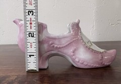 2 Antique 1868 Porcelain Slippers Victorian Edwardian Gold Trim Hand Painted PJF