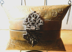BAG~Brass & Copper Pillow Trinket Purse With Felt Lining Inside Antique Damaged