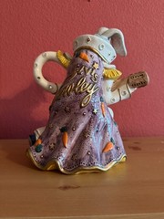 Fitz & Floyd Elvis Parsley Presley Sock Hoppers Rabbit Pitcher Vase Vintage 1994