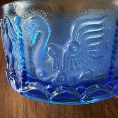 Goebel Heavy Crystal Cobalt Blue Bowl With Carousel Animals EUC