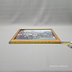VTG Old Cars and House Wall Hanging Photo Picture, Gold Toned Frame 15.5″ x 12″
