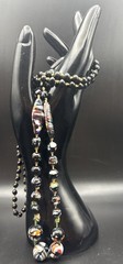 Vintage Murano Style Lampwork Glass Bead Necklace Hand Knotted Artisan