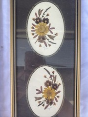 Pressed Real English Flowers Village Green Country Crafts Framed Art 12×6″ Sign