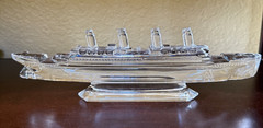 Vintage 1990s Waterford Crystal Steamship Oceanliner Ocean Liner Boat 11″, Nice