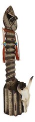 Rustic Western Beaded Bull Cow Skull Bottle Cap Opener With Bucket Catch 21″H