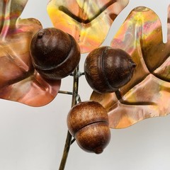 HOMCO Oak Leaves with 3 Wood Acorns Copper Tone Home Interiors MCM Fall Lot