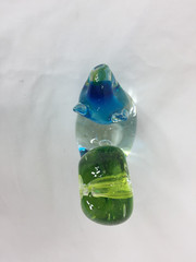 Vintage Hand Blown Art Glass Squirrel Figurine Blue Clear Green 3 1/2″ Tall