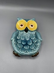 Blue Ceramic Owl Decorative Dish Plate Trinket Spoon Rest