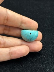 Ancient Near Eastern Sassanid Sasanian Turquoise Intaglio Seal Stamp Dome Bead