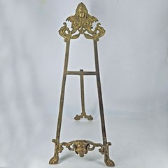 Vintage Gothic Style figural Brass Table Top Book Art Display Easel Stand 22″