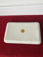 Vintage Limoges Porcelain Trinket Dish Charming French Quote White Gold Rim