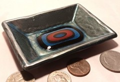 ’60s MCM ITALY vtg enamel ring dish arts & crafts copper laurana blue eye coin
