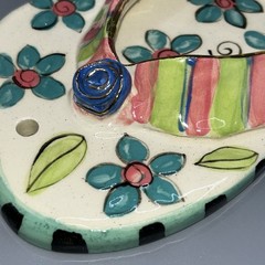 Diane Husson Ceramic Wall Hanging Flip Flop Shelf/ Tealight Holder 10.5”Tx4.75”W