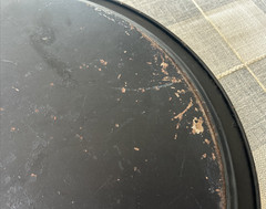 Antique Victorian Oval Black Tole Tray Hand Painted Floral Metal 24” Vtg Patina