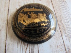 24K Gold Porcelain Trinket Box Greece Vintage #8