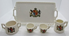 VTG Coat Arms United Kingdom Dieu Et Mon Droit God & My Right Porcelain Tea Set