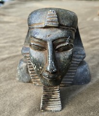 Egyptian Antiquities Pharaoh Head, Hand Made In Giza, Very Heavy Basalt, Unique.