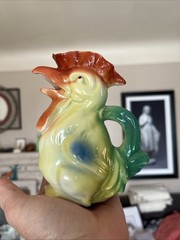 Vintage Ceramic Cream Rooster Pitcher Unbranded Very Nice Color And Condition