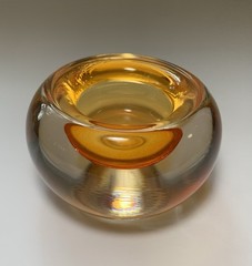 Vintage Sommerso Style Glass Bowl Orange Interior Made In Germany