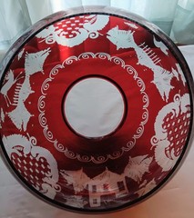 EGERMANN DEER & CASTLE RED CLASSIC CRYSTAL BOWL