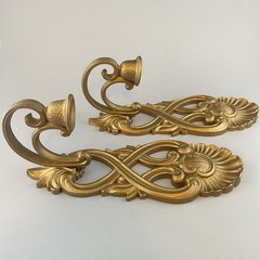 Vintage Homco Gold Plastic Wall Shelf Wall Sconce Candle Holders Birds Lot of 5