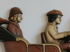 Vintage HOMCO #7357 #7359 Plastic Wall Hanging Plaques Car Bike 1975 Old 1920