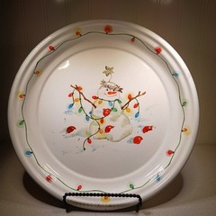 Vintage Hallmark Snowman Metal Cookie Tray (stand not included)