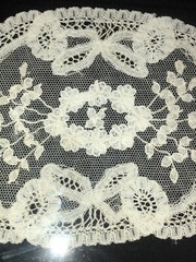 Antique Delicate Handmade White Lace In A Gold Frame Ready to Hang 15” X 12”