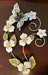 Home Interiors Homco 9” Butterfly Dogwood Metal Wall Hanging Floral Decor