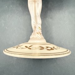 Cambridge Crown Tuscan Pink Peach Milk Glass Venus Stem Shell Boudoir Dish
