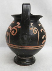 ANCIENT 4th CENTURY BCE GREEK APULIAN NEOLITHIC WARE 5.5″ TWIN HANDLE VASE