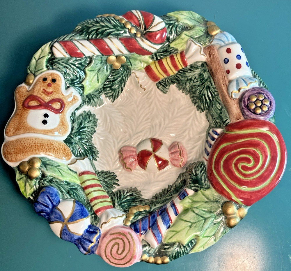 Fitz and Floyd Gingerbread Sugar Plum Candydish Bowl Christmas 1990s Vintage